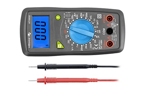 HÖGERT TECHNIK - Digitalmultimeter mit LIVE-Funktion, LCD 1999 blau hinterleuchtet, DATA HOLD, Batterietest 1,5/9V, Gummischutz, kompakt & zuverlässig für Elektro- und Kfz-Arbeiten HÖGERT TECHNIK - Digitalmultimeter mit LIVE-Funktion, LCD 1999 blau hinterleuchtet, DATA HOLD, Batterietest 1,5/9V, Gummischutz, kompakt & zuverlässig für Elektro- und Kfz-Arbeiten von Högert Technik
