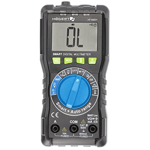 Högert Technik - Multifunktionales Digitales Messgerät mit SMART-Technologie I Multimeter bis 600V / 10A I RMS, NCV I LCD-Bildschirm I Gummiummantelung I Ergonomisch I Inklusive Messkabel I HT1E601 Högert Technik - Multifunktionales Digitales Messgerät mit SMART-Technologie I Multimeter bis 600V / 10A I RMS, NCV I LCD-Bildschirm I Gummiummantelung I Ergonomisch I Inklusive Messkabel I HT1E601 von Högert Technik