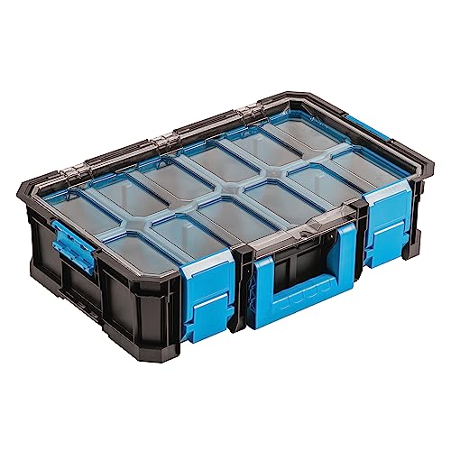 Högert Technik - Organizer mit Polycarbonat-Abdeckung mit Bechern, Tragfähigkeit bis zu 20 kg, Resistent Gegen Beschädigungen, Staubdicht, Robuste ABS-Verschlüsse, Modularer Aufbau - HT7G503 von Högert Technik