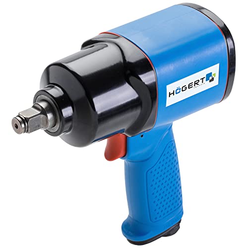 Högert Technik - Pneumatischer Schlagschrauber 1/2" I Schlagmechanismus - Twin Hammer I Leistungsbereich bis 610 Nm I 3 Betriebsbereiche I Umschalter für die Drehrichtung Links/Rechts I HT4R622 von Högert Technik