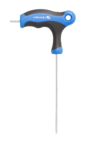 Högert Technik - Sechskantschlüssel Typ-T mit Kugel - lang - Durchmesser 10 mm - Aus hochqualitativem S2-Stahl - Beständig gegen Verformung und Abrieb - T-förmige Griff von Högert Technik
