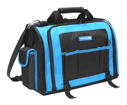 Högert Technik - Strapazierfähige Elektrikertasche | Werkzeugtasche Elektriker | Multifunktion für Heimwerker Handwerker | aus 600D-Polyester | 3 Seitentaschen | 4 Außentaschen | 3 Hauptfächer von Högert Technik