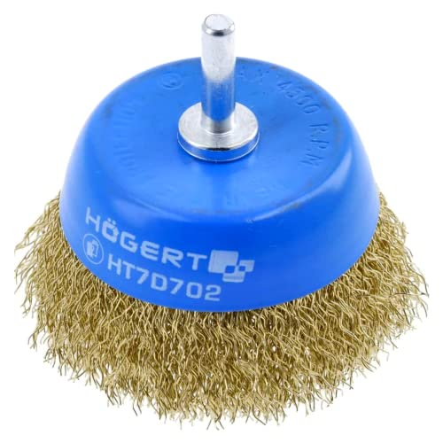 Högert Technik - Topf-Drahtbürste mit 75 mm Schaft I 0.3 mm Messingdraht I Hochwertige Frontbürste mit Gewinde I HT7D702 Högert Technik - Topf-Drahtbürste mit 75 mm Schaft I 0.3 mm Messingdraht I Hochwertige Frontbürste mit Gewinde I HT7D702 von Högert Technik