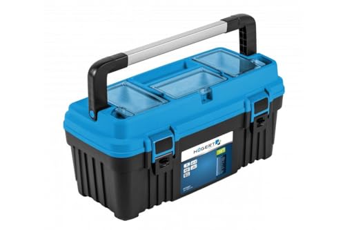 Högert Technik - Werkzeugbox/Werkzeugkoffer (18",47cmX25.6cmX23.8cm) - Ein praktischer und geräumiger Werkzeugkasten - 2 robuste Riegel - 3 Organizer - Tragfähigkeit 15 kg von Högert Technik