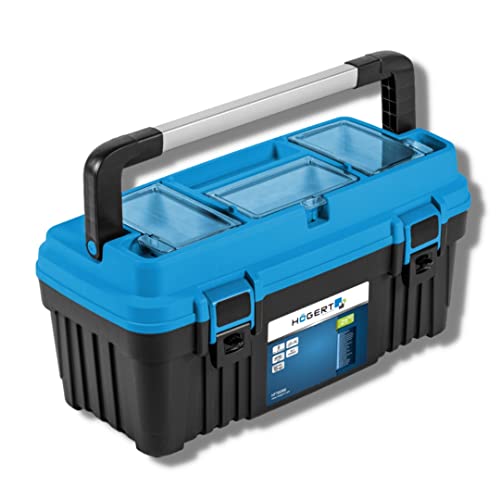 Högert Technik - Werkzeugbox/Werkzeugkoffer (25",60cmX28.6cmX32.7cm) - Ein praktischer und geräumiger Werkzeugkasten - 2 robuste Riegel - 3 Organizer - Tragfähigkeit 20 kg von Högert Technik