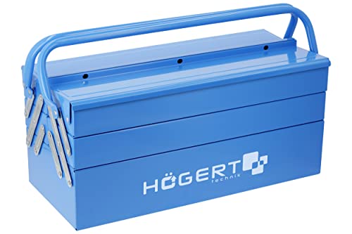 Högert Technik – Werkzeugkasten aus Metall für Werkzeug und Kleinteile - Werkzeugbox/Werkzeugkoffer - 45cmX20.5cmX20cm - Box mit vollständig zugänglichen Fächern - stabiler Koffer von Högert Technik
