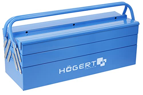 Högert Technik – Werkzeugkasten aus Metall für Werkzeug und Kleinteile - Werkzeugbox/Werkzeugkoffer - 53cmX20.5cmX20cm - Box mit vollständig zugänglichen Fächern - stabiler Koffer von Högert Technik