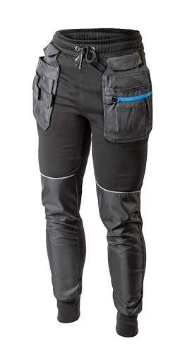 TREBEL Arbeitshose mit Taschen Schwarz M, Strapazierfähig Schutz vor Schwitzen Begrenzt die Bewegungen nicht Reflektierende Details Schwarz Ganzjährig Universell von Högert Technik
