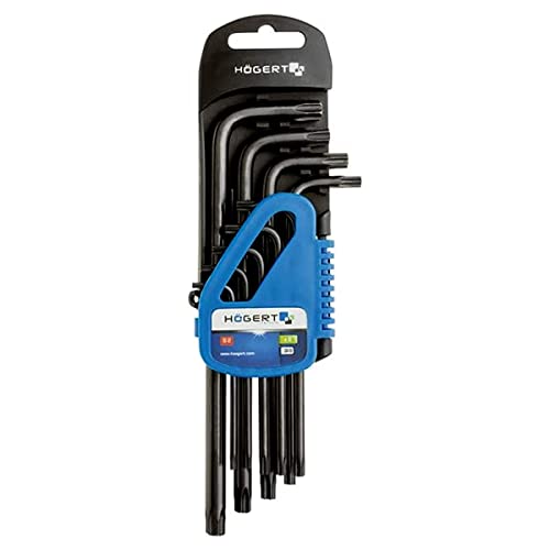 Högert Technik - TORX Set Schlüssel, Satz von 9 Stück, Größen T10 bis T50, Aus S2-legiertem Stahl, Beständig gegen Verformung und Abrieb, Schwarz Högert Technik - TORX Set Schlüssel, Satz von 9 Stück, Größen T10 bis T50, Aus S2-legiertem Stahl, Beständig gegen Verformung und Abrieb, Schwarz von Högert Technik