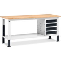 Fami Werkbank, höhenverstellbar u. 4 Schubladen, TK 1.000 kg, HxBxT 740-1.110 x 2.000 x 750 mm, RAL 7035 lichtgrau / RAL 7016 anthrazitgrau von Fami