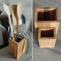 Besteckkörbchen/ Stifteköcher in Zwei Größen Aus Holz/ Eiche Oder Nussbaum von HoelzchenUStoeffchen