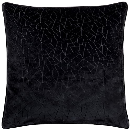 Hoem Malans Paspeliertes, mit Federn reich gefülltes Samtkissen – Schwarz – 45 x 45 cm von Hoem