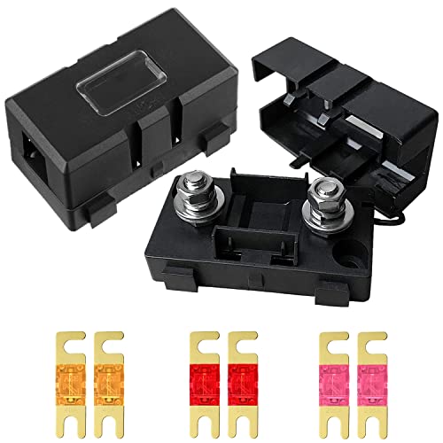 Hoembpn 2 Stück ANS Auto Sicherungshalter, 6 Stück Midi Sicherungen 40A, 50A, 200A Mega Sicherung, Anschraubbare Midi Sicherung für Auto, Elektrofahrzeug, Wohnmobil, Golfwagen Hoembpn 2 Stück ANS Auto Sicherungshalter, 6 Stück Midi Sicherungen 40A, 50A, 200A Mega Sicherung, Anschraubbare Midi Sicherung für Auto, Elektrofahrzeug, Wohnmobil, Golfwagen von Hoembpn