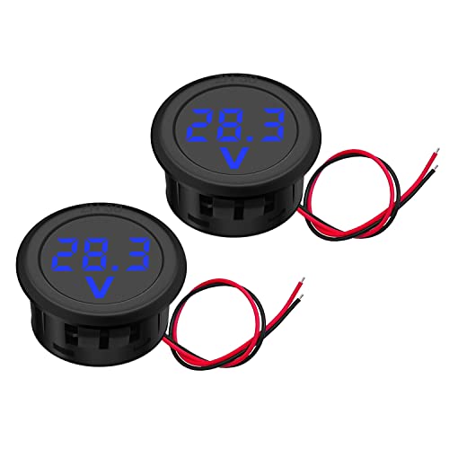 Hoembpn 2 Stücke 12V DC Voltmeter Wasserdichtes Digitalanzeige Voltmeter LED Anzeige Spannungsmesser für Auto Motorrad SUV ATV Marine(Blau) von Hoembpn
