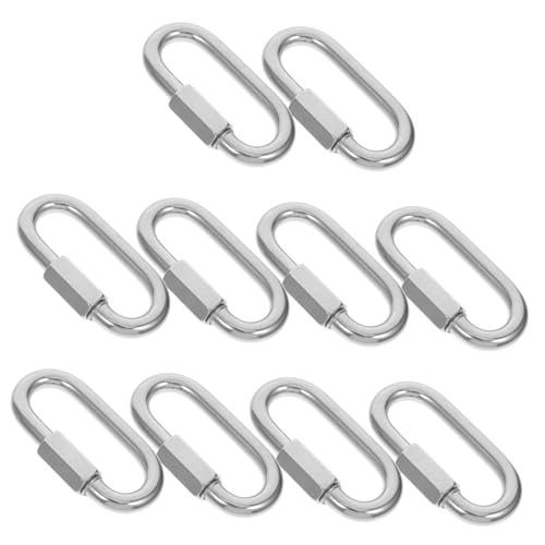 Hoement 10 Stück Teiliges Edelstahl Schnellverbinder Ovaler Kettenverbinder Karabiner Schloss D Förmig Robuster Kettenanschluss für Zaun Tor Camping Industrie und Heimwerker von Hoement