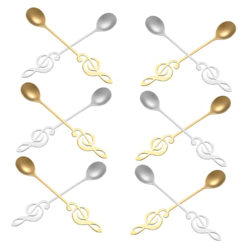 Hoement 12 Stück Musiknotenlöffel: Teelöffel Aus Für Dessert Und Kaffee – Rührlöffel Mit Langem Griff Für Milch Und Espresso von Hoement