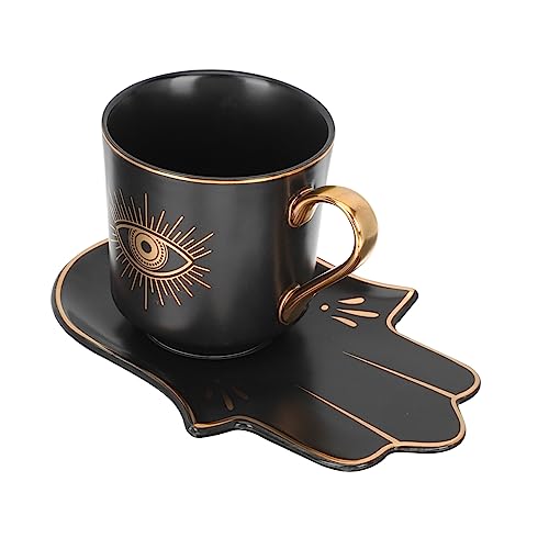 Hoement 1satz Evil Eye Teetasse Europäischer Stil Keramikbecher Mit Untertasse Für Kaffee Tee Und Getränke Elegantes Design Für Zuhause Cafés Und Restaurants Spülmaschinenfest Und von Hoement