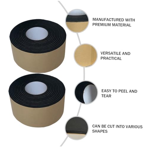 Hoement 2 Rollen Selbstklebendes Dichtungsband aus schwarzem EVA Schaumstoff stoßdämpfendes Isolierband für Fenster und Türen wetterfestes hitzebeständiges Abdichtungsband von Hoement