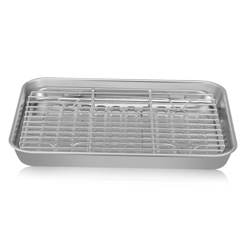 Hoement 2 Sätze Edelstahl Backblech mit Robustes Backblech und Ofenrost Rostfrei Hitzebeständig für Backofen und Grill Hoement 2 Sätze Edelstahl Backblech mit Robustes Backblech und Ofenrost Rostfrei Hitzebeständig für Backofen und Grill von Hoement