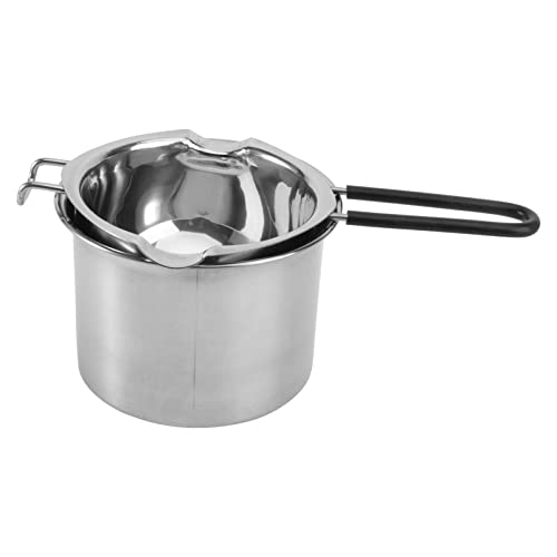 Hoement 2 Stück Edelstahl Schmelztopf mit Silikongriff Doppelwandig für Butter Schokolade Käse Schmelzen Hitzebeständig Vielseitig für Küche Restaurant Backen und Süßigkeiten Zubereitung von Hoement