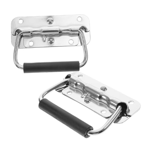 Hoement 2 Stück Faltbare Metallgriffe für Werkzeugkisten und Ausrüstungsboxen Ergonomische Langlebige Eisenkonstruktion mit Holzring für Garage und Hoement 2 Stück Faltbare Metallgriffe für Werkzeugkisten und Ausrüstungsboxen Ergonomische Langlebige Eisenkonstruktion mit Holzring für Garage und von Hoement
