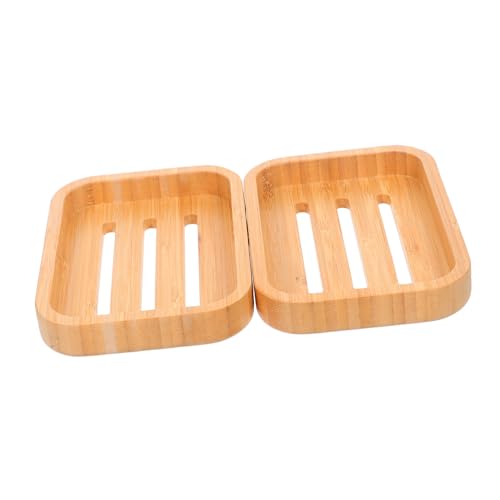 Hoement 2 Stück Holz Seifenschale mit Selbstentwässerung Rechteckiger Seifenhalter für Bad Küche Hotel Schnelle Wasserableitung Modernes Minimalistisches Design Langlebige Seifenablage von Hoement