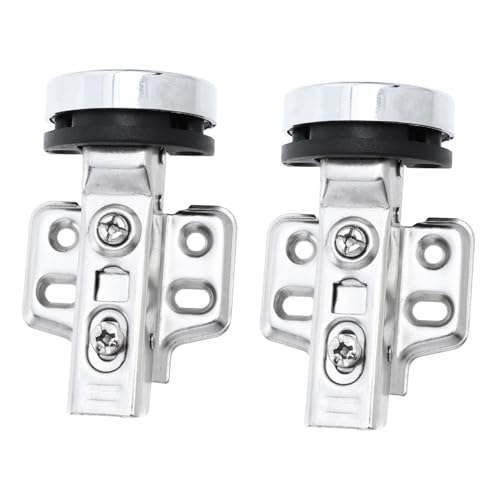 Hoement 2 Stück Hydraulische Glas Tür Scharniere für Weinschrank Verdeckte Halbüberdeckende Dämpfer Schranktür Scharniere Leise Einstellbar Einfache Montage Geeignet für Glas Weinschränke von Hoement