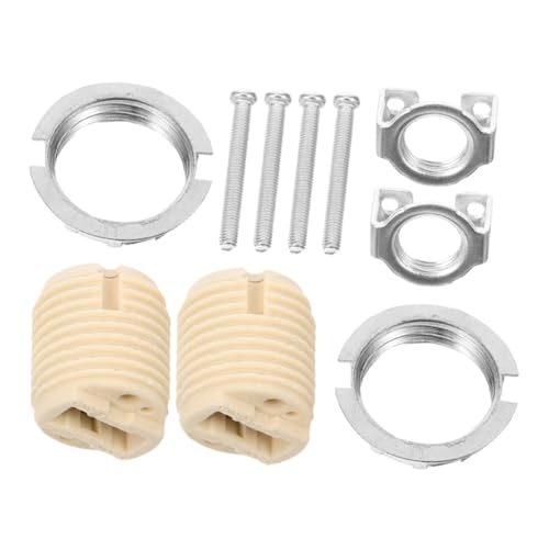 Hoement 2 Stück Keramik Lampenfassung Gewindelampe Sockel Metallring Hochhalter Tragbar Einfach Installieren Für DIY Pendelleuchte Zuhause Büro von Hoement