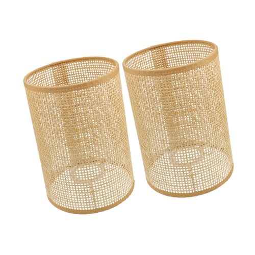 Hoement 2 Stück Lampenschirm Lampenschirm Aus Natürlichem Rattan Deckenleuchte Aus Rattan Deckenleuchte Aus Korbgeflecht Für Den Boden Vintage Dekor Gewebt Pendelleuchten von Hoement