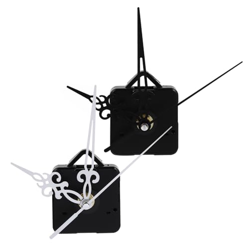 Hoement 2 Stück Silent Uhrwerk für Wanduhr Präzises Lautloses Quarz-uhrwerk DIY Ersatzteil Langlebiges Kunststoffmaterial Inklusive Schwarzer und Silberner Zeiger Geräuscharm und Genau von Hoement