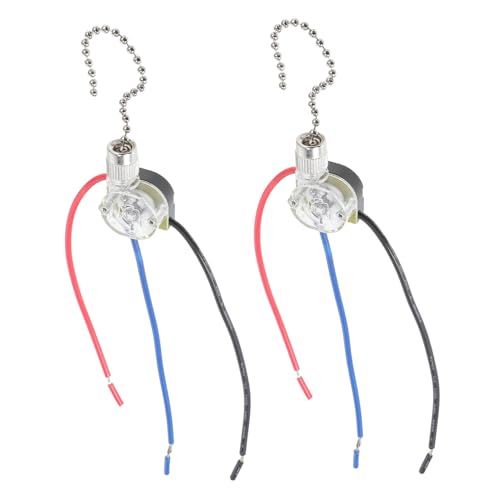 Hoement 2 Stück Teiliges Deckenventilator Zugschalter Transparent Langlebig Rostfrei Pull Chain Schalter für Deckenleuchten und Wandlampen Multipurpose Steuerung von Hoement