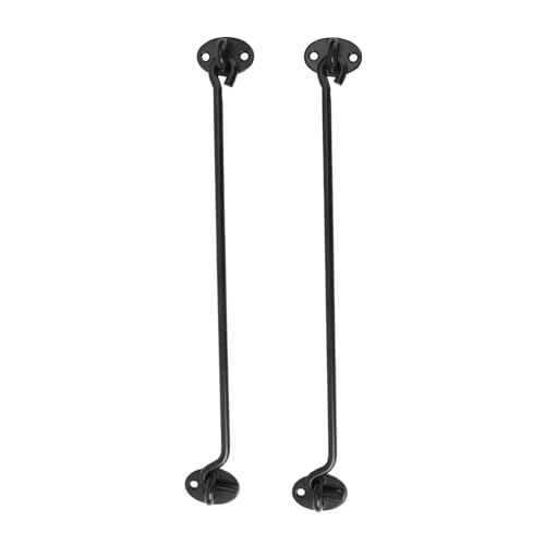 Hoement 2 Stück Teiliges Edelstahl Cabin Hook Fensterhaken Windschutz Türhaken mit Schrauben Schwarzer Windfanghaken für Fenster Schrank Zimmertür Einfache Montage von Hoement