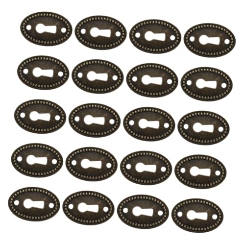 Hoement 20 Stück Teiliges Ovaler Schlüssellochabdeckungen aus Zinklegierung mit Antikem Messing-finish Dekorative Vintage-schlüssellochblenden für Möbel Kommoden Robust und Fein von Hoement