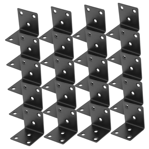 Hoement 20 Stück Teiliges Schwarz Beschichteter Edelstahl Förmiger Winkelverbinder Robuste Eckwinkel für Holzrahmenmöbel für DIY Projekte Regalhalterungen Möbelreparatur von Hoement