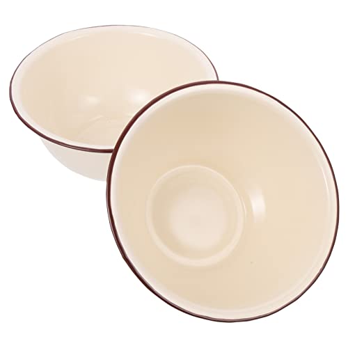 Hoement 2stücke Vintage Emaille Schüssel Für Küche Mischen Und Servieren Retro Design Emaille Schüssel Ohne Ränder Für Suppen Nudeln Und Salate von Hoement