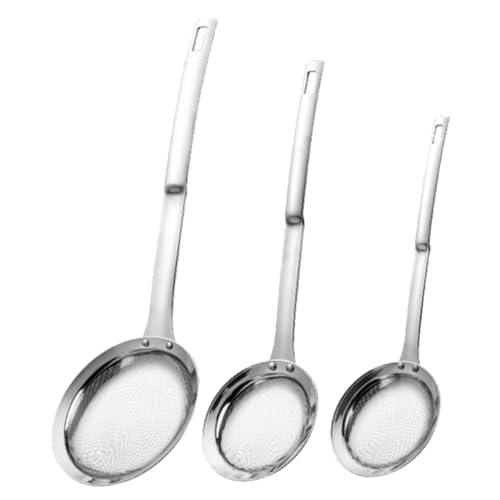 Hoement 3 Stück Teiliges Edelstahl Sieb Feines Küchensieb mit Hitzebeständigem Griff Lebensmittelecht Rostfrei Vielseitig für Sojamilch Nudeln Gemüse Fettfiltern Langlebig und Praktisch von Hoement
