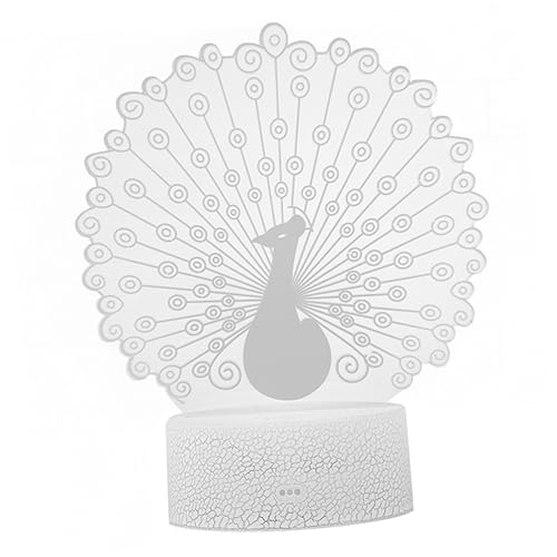 Hoement 3d-nachtlampe Pfau Led Nachtlicht Mit Touch Funktion Dekorative Schreibtischlampe Aus Kunststoff Für Schlafzimmer Esszimmer Wohnzimmer Energiesparend Und Einzigartiges Design von Hoement