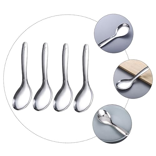 Hoement 4 Stück Edelstahl Reislöffel Ergonomisch Griffige Reisspachteln Küchenutensilien Wiederverwendbar für Zuhause Hotel Restaurant von Hoement