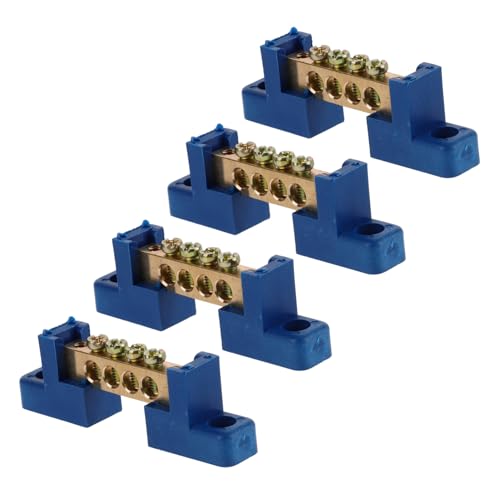 Hoement 4 Stück Teiliges Kupfer Erdungsklemmenblock Stabile Mehrloch verteilungsschiene Verschleißfest und Robust für Verteilerkasten Erdungsanschlüsse Kupferschiene für Feste Kabel von Hoement