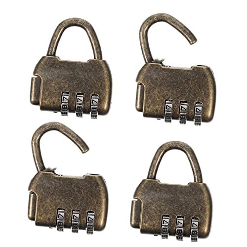 Hoement 4 Stück Teiliges Retro Zahlenschloss Kombinationsschloss für Holzboxen Schmuckkästen Schränke Tragbares Vintage Vorhängeschloss Robust Leicht Dekorativ für Geschenk von Hoement