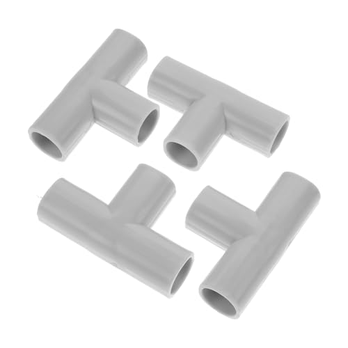 Hoement 4-teiliges Satz Aus PVC-Fittings Rohrverbinder PVC-eckverbindung Und 3-Wege-verbindungsrohr Für DIY-PVC-Regal-gewächshausrohr Hellgrau von Hoement