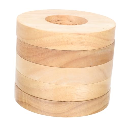Hoement 5 Teiliges Runde Lampenbasis aus Massivem Gummibaumholz Glatter Kleiner Lampenständer Stabile Tischlampenfassung Robustes Holzlampenzubehör für Schlafzimmer Wohnzimmer Büro von Hoement