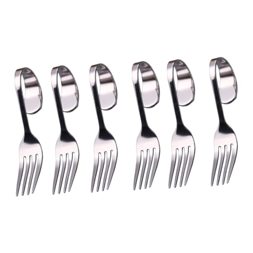 Hoement 6 Stück Gabel Mit Gebogenem Griff Gabel Mit Gebogenem Griff Gebogene Gabeln Kuchen Tranchiergabel Tranchiergabel Dessert Gabeln Aus Edelstahl Kleine Salatgabeln Edelstahl von Hoement