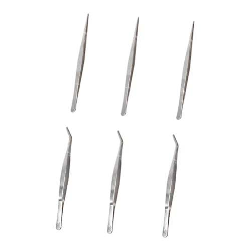 Hoement 6 Stück Teiliges Edelstahl pflanzenpinzetten Gerade und Gebogen Rostfrei Ergonomisch Leicht für Sukkulenten Bonsai Gartenarbeit DIY Pflanzenpflege von Hoement