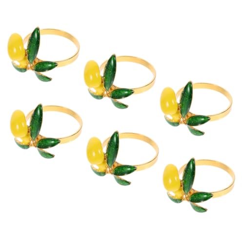 Hoement 6 Stück Zitronen Serviettenringe aus Dekorative Tischringe für Party Hochzeit Bankett Stilvolle und Ansprechende Napkin Buckles für Fröhliche Tischdekoration von Hoement