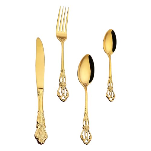 Hoement Besteckset Servierbesteck mit Gabel Löffel Messer Goldfarben Spiegelpoliert Spülmaschinenfest für Küche Restaurant Buffet Familie Hoement Besteckset Servierbesteck mit Gabel Löffel Messer Goldfarben Spiegelpoliert Spülmaschinenfest für Küche Restaurant Buffet Familie von Hoement