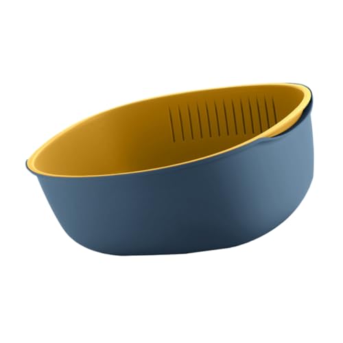 Hoement 1Stück Doppel-layer Abtropfkorb aus Kunststoff Ovaler Siebkorb für Obst und Gemüse Praktischer Drainagekorb für Küche Umweltfreundliches Material Platzsparendes Design in Dunkelblau und Gelb Hoement 1Stück Doppel-layer Abtropfkorb aus Kunststoff Ovaler Siebkorb für Obst und Gemüse Praktischer Drainagekorb für Küche Umweltfreundliches Material Platzsparendes Design in Dunkelblau und Gelb von Hoement