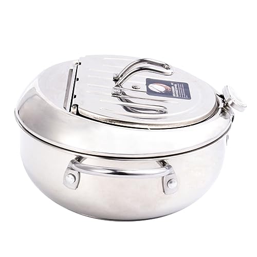 Hoement Edelstahl Fritteuse mit Ölfilterdeckel und Thermometer Mini Bratentopf für Induktionsherd und Gasherd Gleichmäßige Hitzeverteilung Langlebig Einsetzbar von Hoement