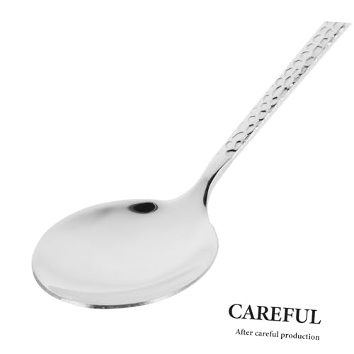 Hoement Edelstahl Servierlöffel mit Langem Stiel Tiefer Gehämmerter Kochlöffel Große Kapazität Langlebiges Küchenutensil für Zuhause Restaurant und Buffet Spülmaschinenfest von Hoement