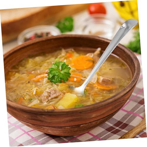 Hoement Edelstahl Suppenlöffel mit Langem Griff Einteilig Geschmiedet Spiegelglänzend Dickwandig Hitzebeständig Vielseitig als Hot Pot Löffel und Küchensieb für Küchenutensilien Geeignet von Hoement